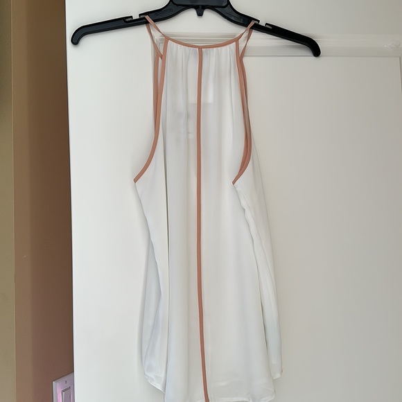 Naked Zebra White Tank w/blush pink accent. Half zip front - Picture 2 of 5